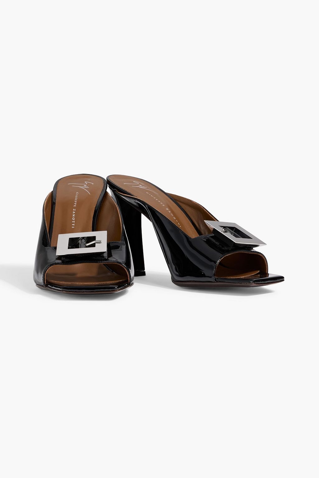 GIUSEPPE ZANOTTI Mya 90 buckled patent-leather mules