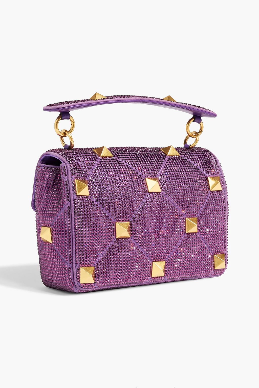 VALENTINO GARAVANI Roman Stud embellished satin shoulder bag