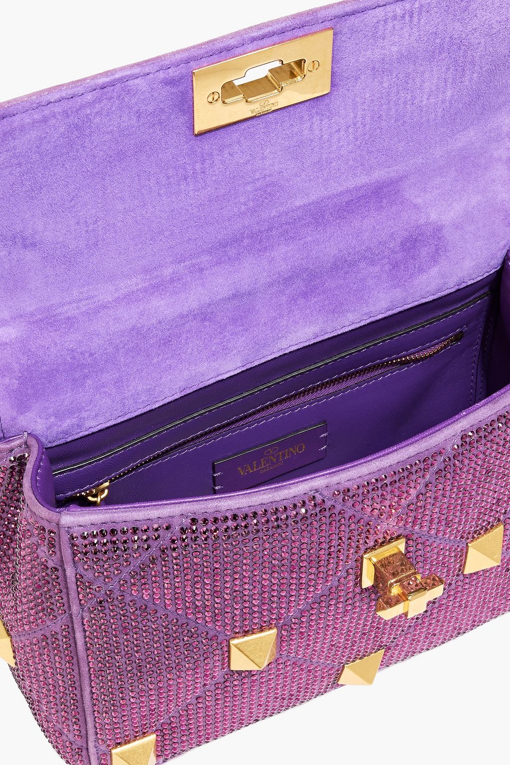 VALENTINO GARAVANI Roman Stud embellished satin shoulder bag