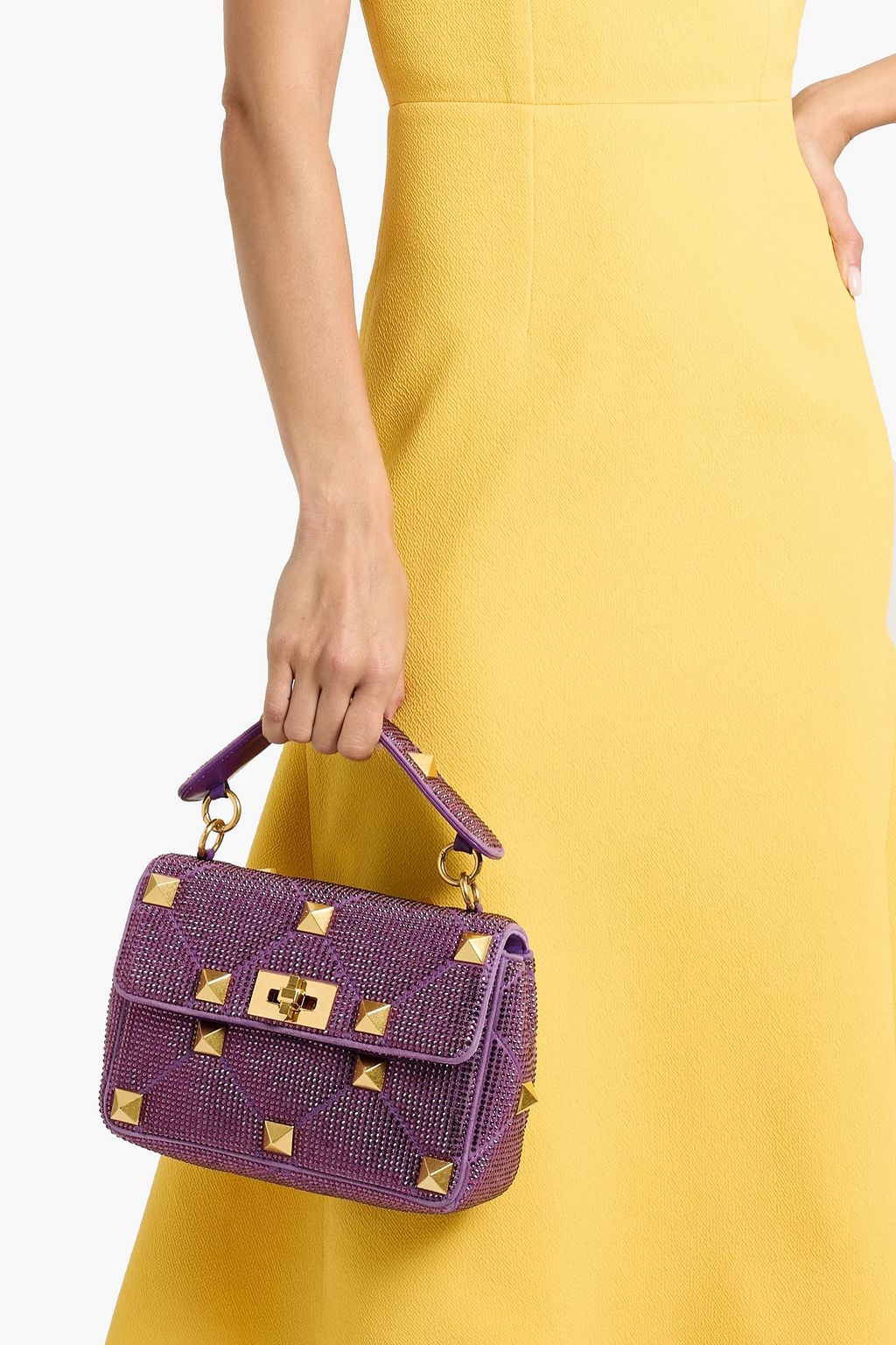 VALENTINO GARAVANI Roman Stud embellished satin shoulder bag