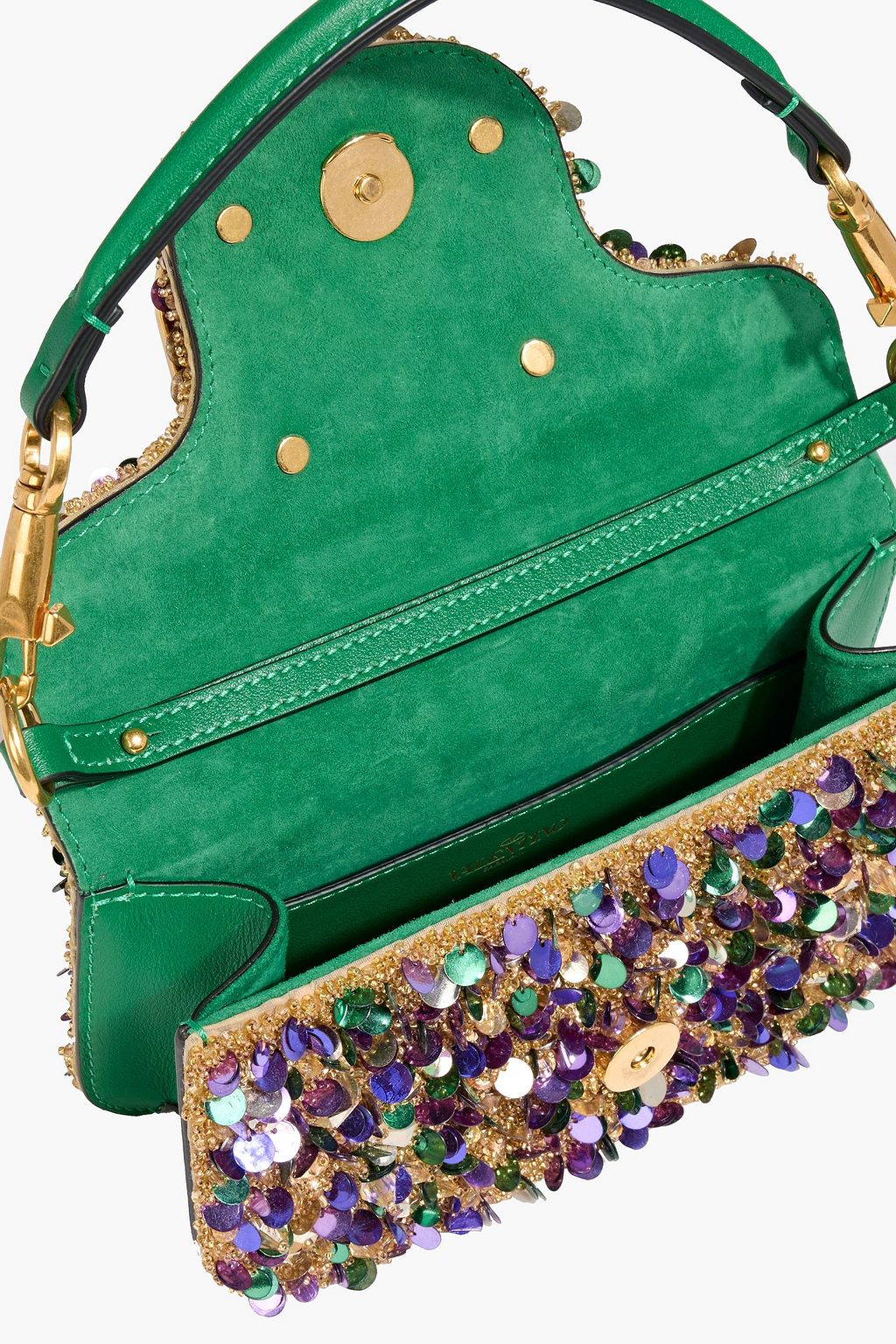 VALENTINO GARAVANI Locò small embellished leather shoulder bag