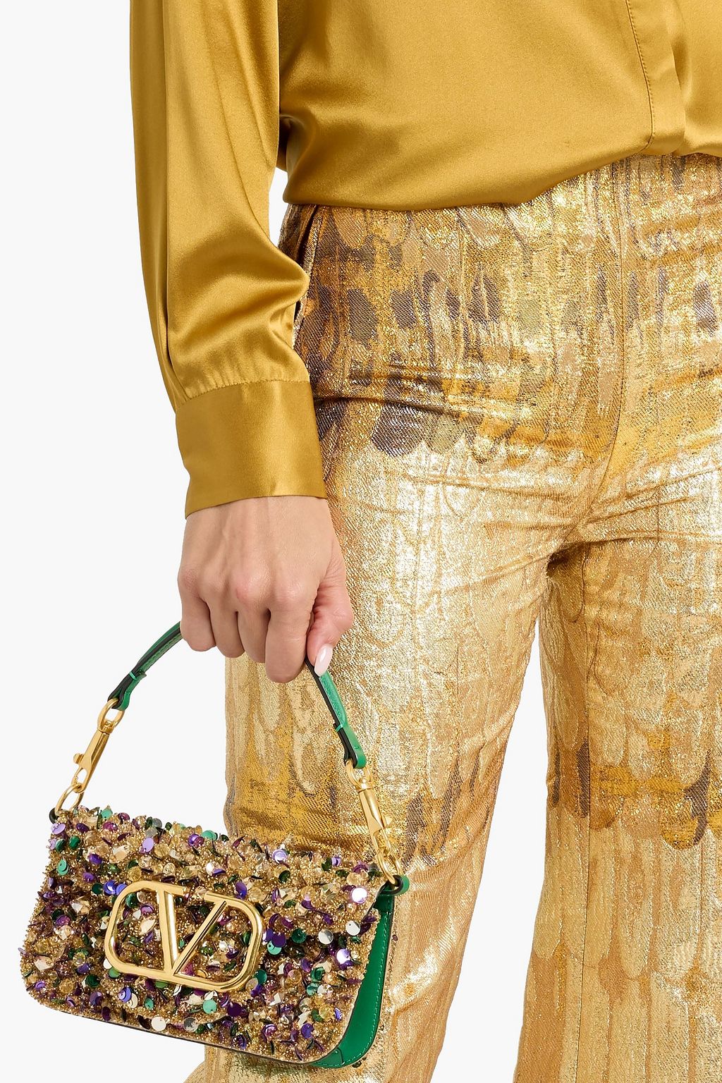 VALENTINO GARAVANI Locò small embellished leather shoulder bag