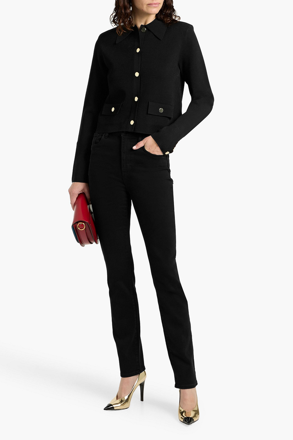 Veronica Beard Katia Stretch-knit Jacket In Black