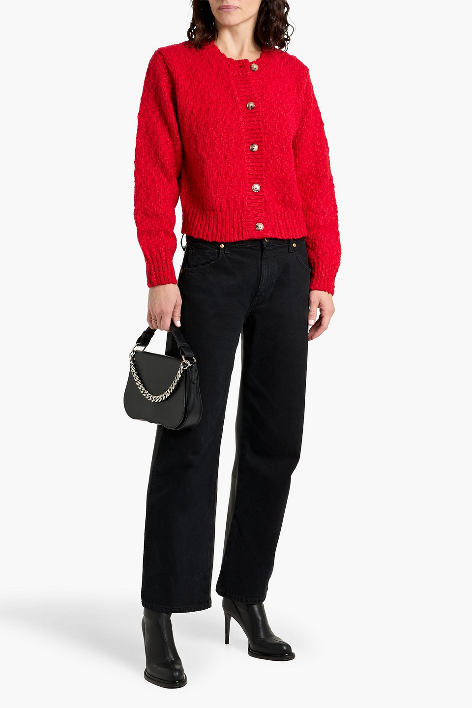 Frame Wool-blend Cardigan In Red