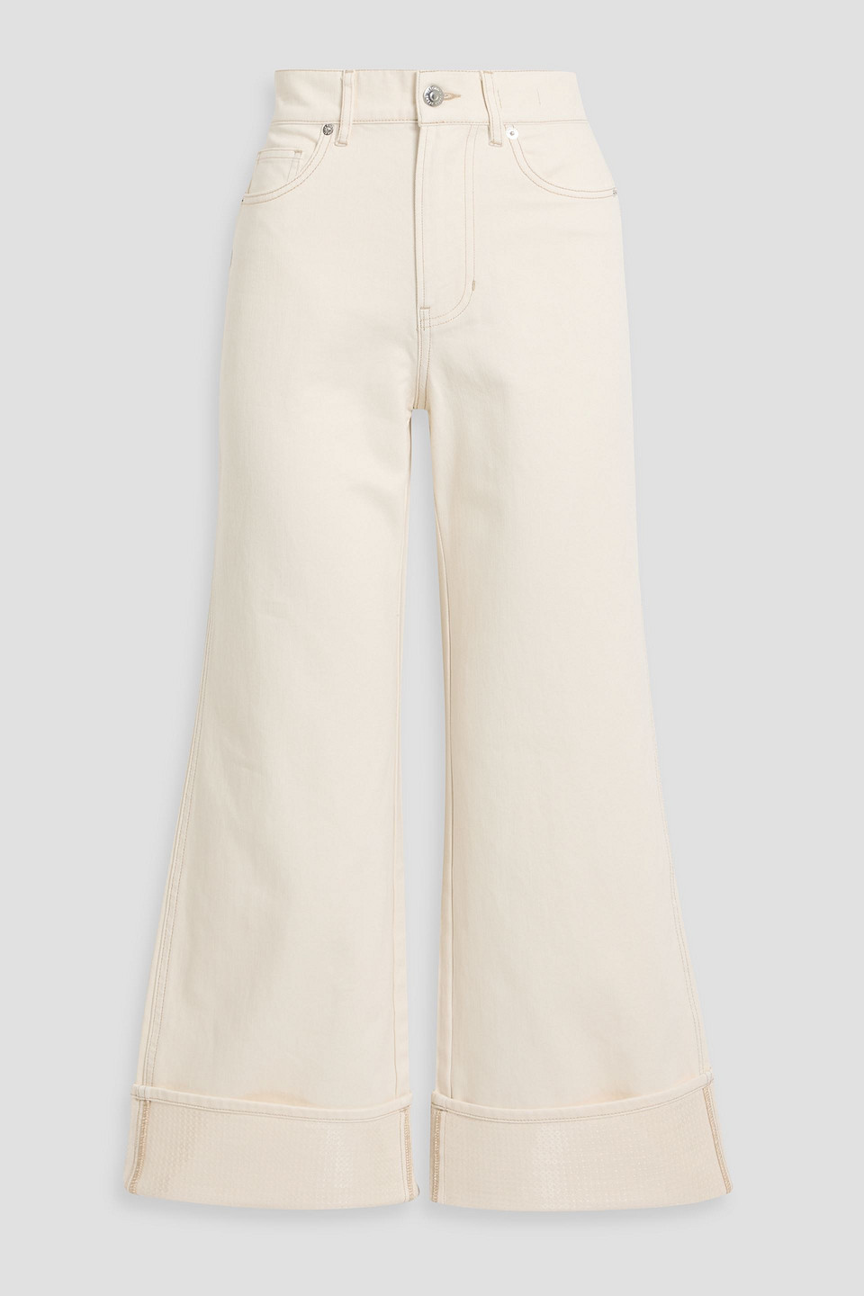 Veronica Beard Taylor Cropped High-rise Wide-leg Jeans In Neutral