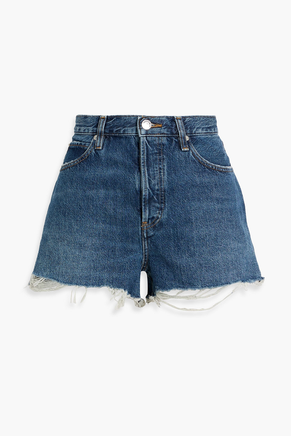 frame - the dare frayed denim shorts - blue - 24