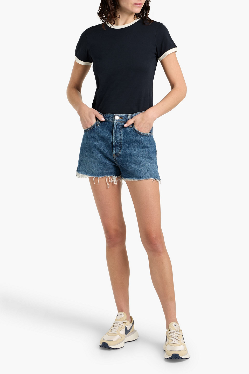 Frame The Hang Short Woman Denim Shorts Blue Size 31 Recycled Cotton