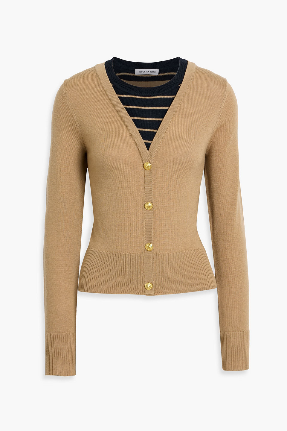Veronica Beard Enza Layered Striped Wool Sweater In Neutral