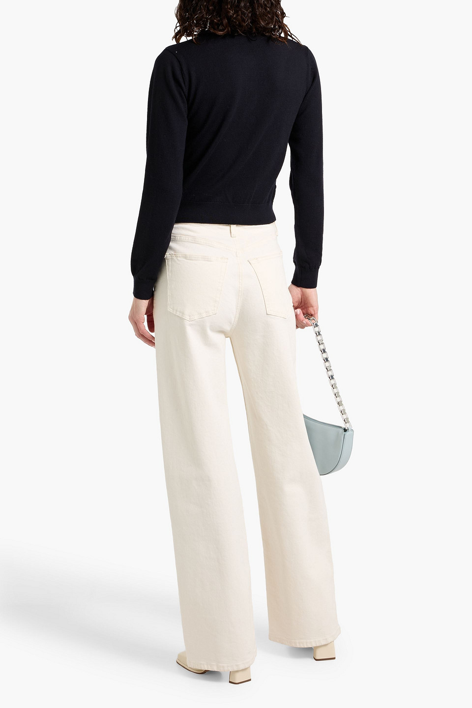 Frame The Argyle Wool-blend Polo Sweater In Black