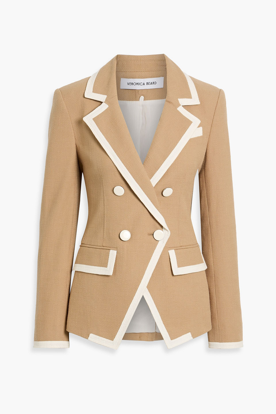 veronica beard - edison dickey double-breasted cotton-blend tweed blazer - neutral - us 4