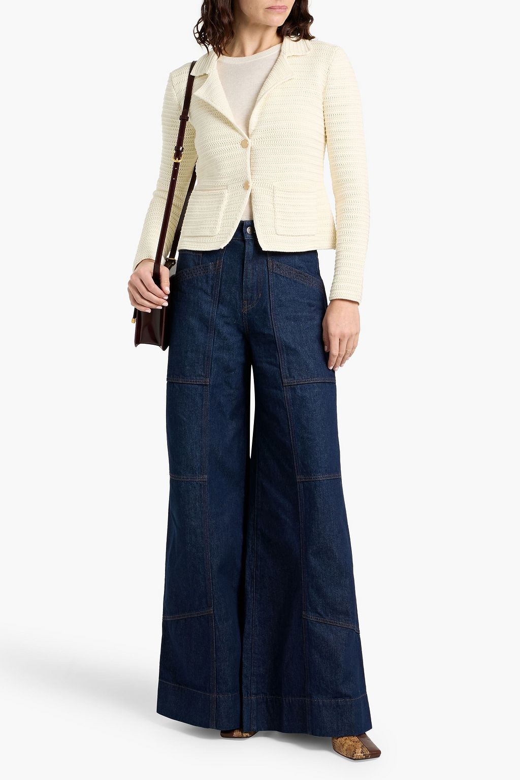 FRAME Crocheted cotton blazer