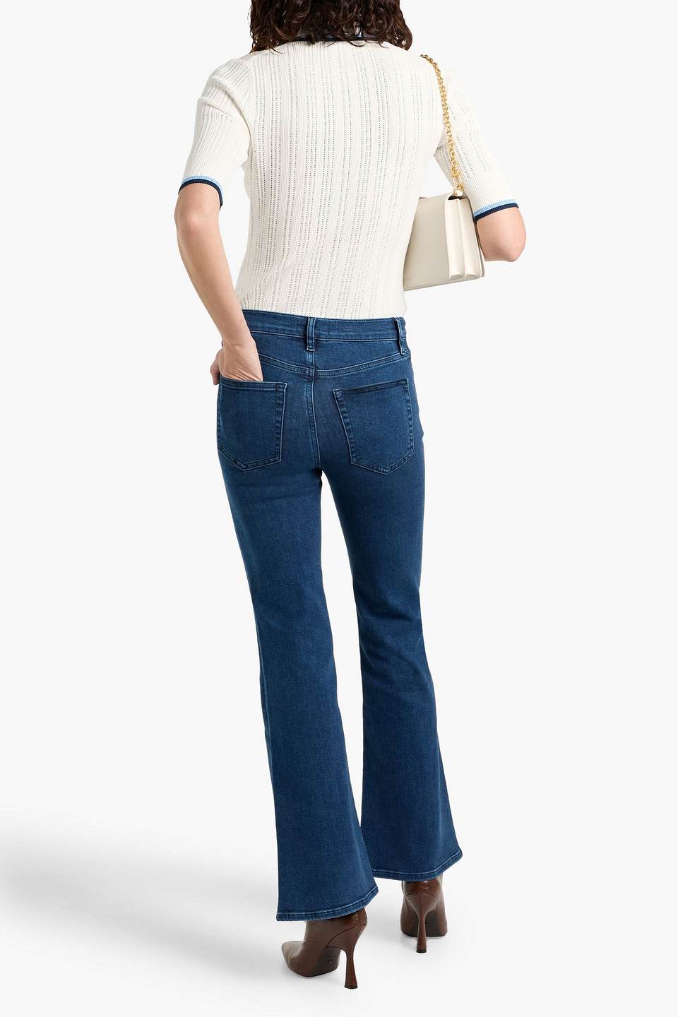 Frame The Icon High-rise Flared Jeans In Blue