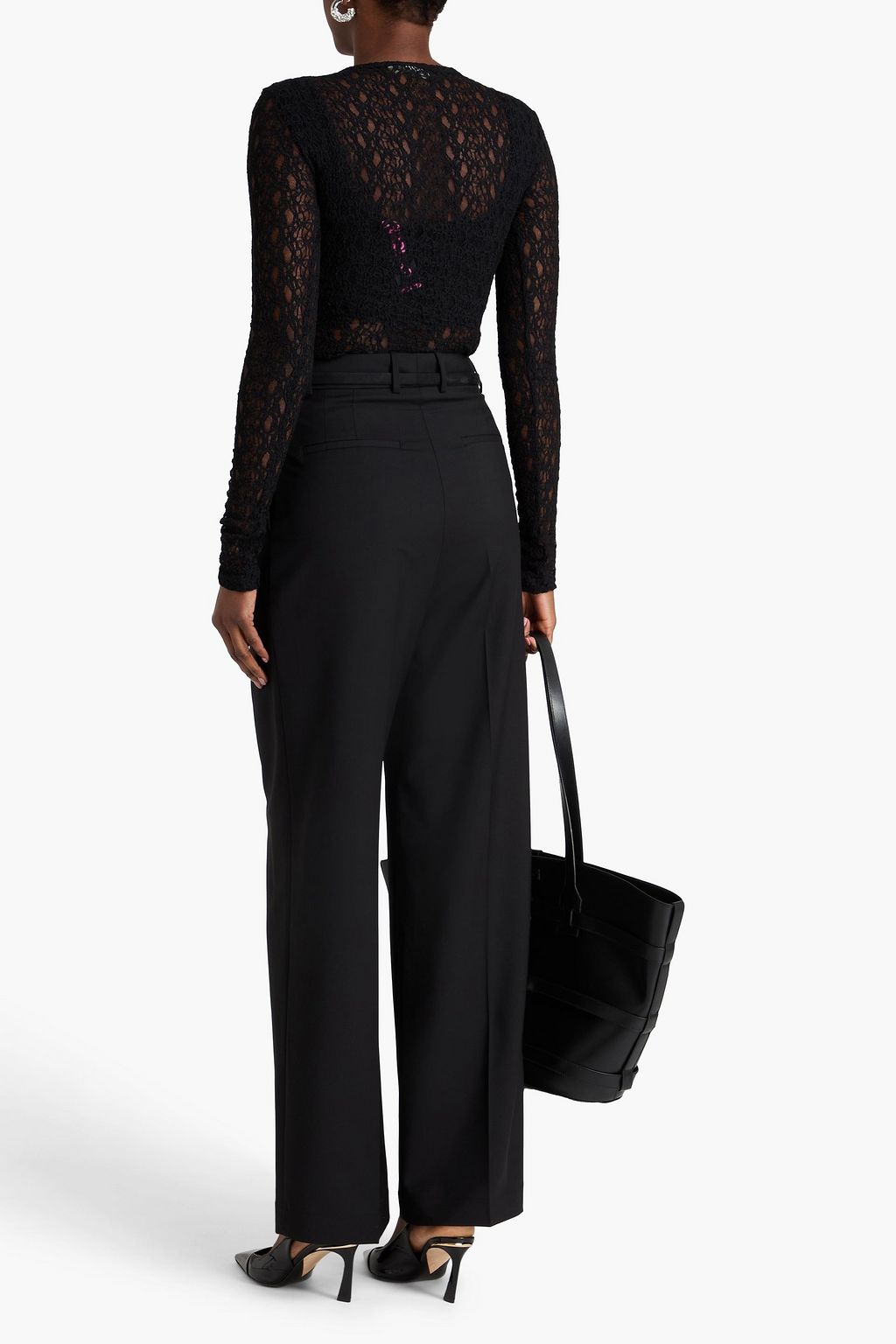 RÓHE بنطال بأرجل واسعة من الصوف ومزيج الموهير