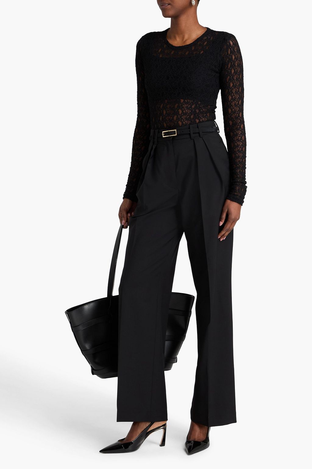 RÓHE بنطال بأرجل واسعة من الصوف ومزيج الموهير