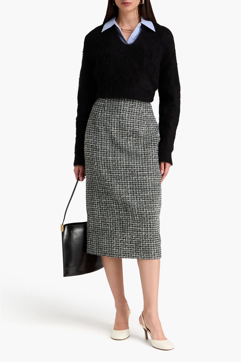 EMILIA WICKSTEAD Bleistiftrock „Lorelei“ in Midilänge aus Bouclé-Tweed