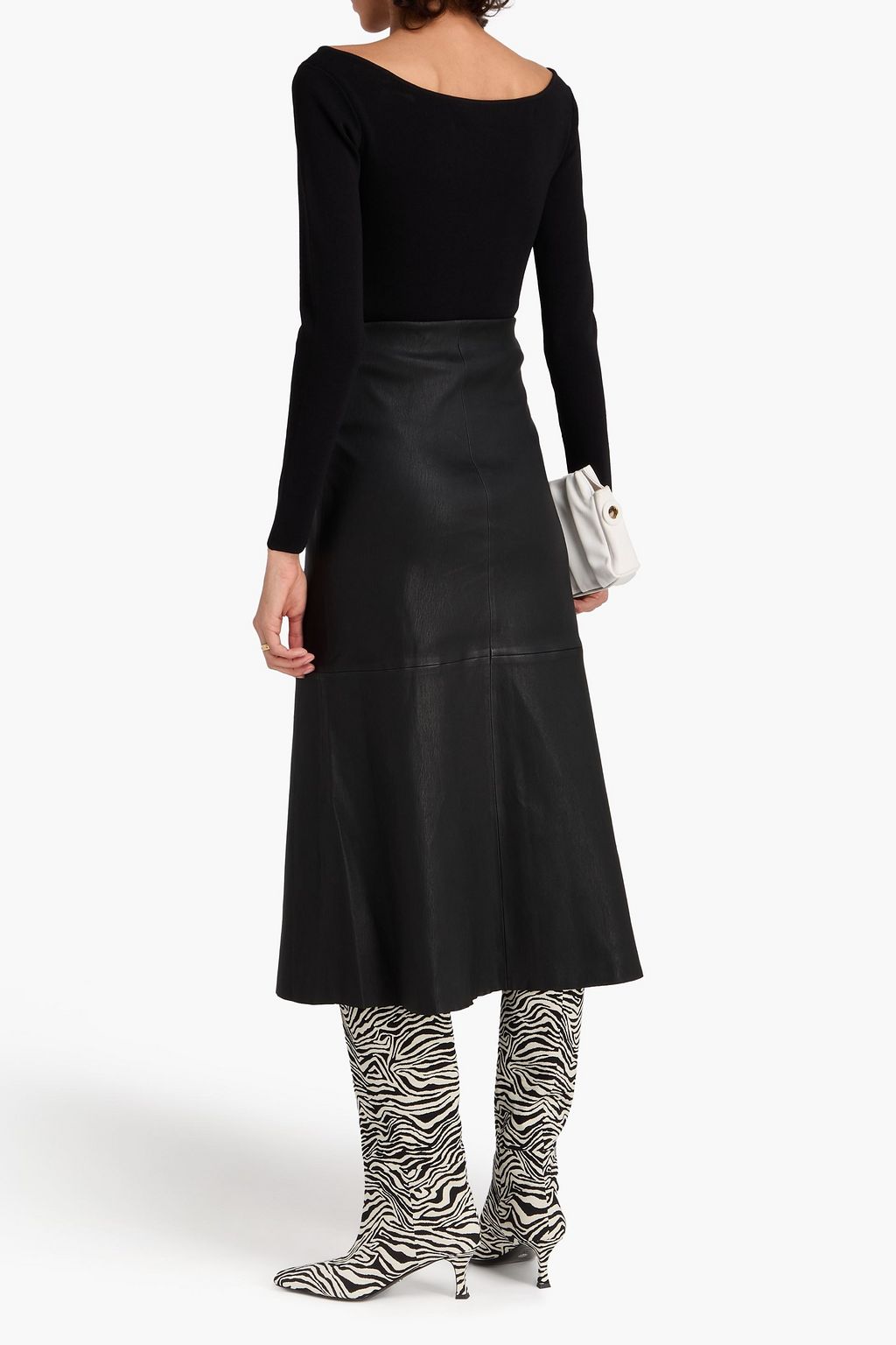 RÓHE كنزة رياضية من نسيج بحبكة مطاطية بتصميم مكشوف الكتفين