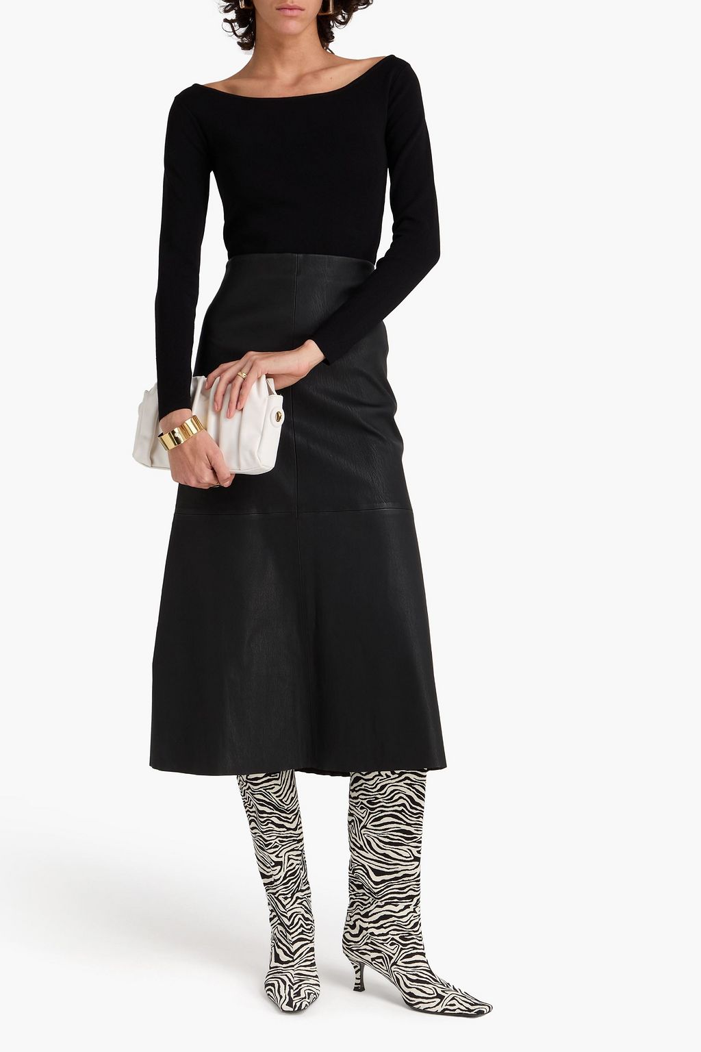 RÓHE كنزة رياضية من نسيج بحبكة مطاطية بتصميم مكشوف الكتفين