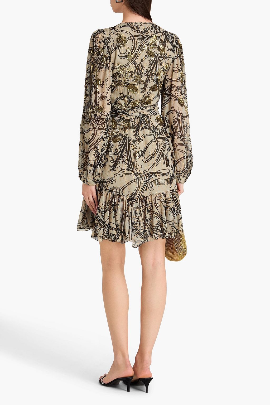 TEMPERLEY LONDON Silvana printed metallic fil coupé mini wrap dress