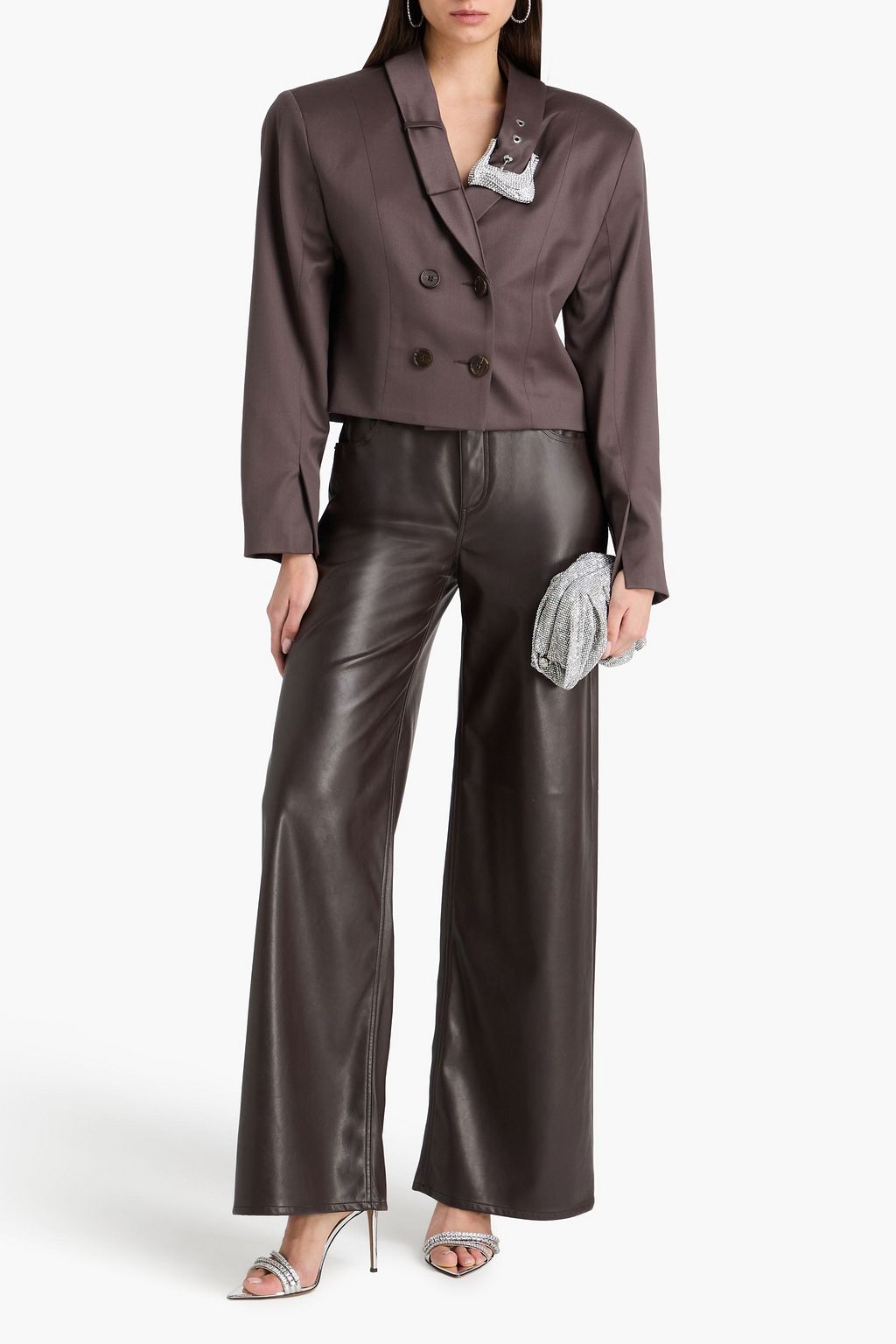 POSTER GIRL Suzan cropped double-breasted wool-blend blazer