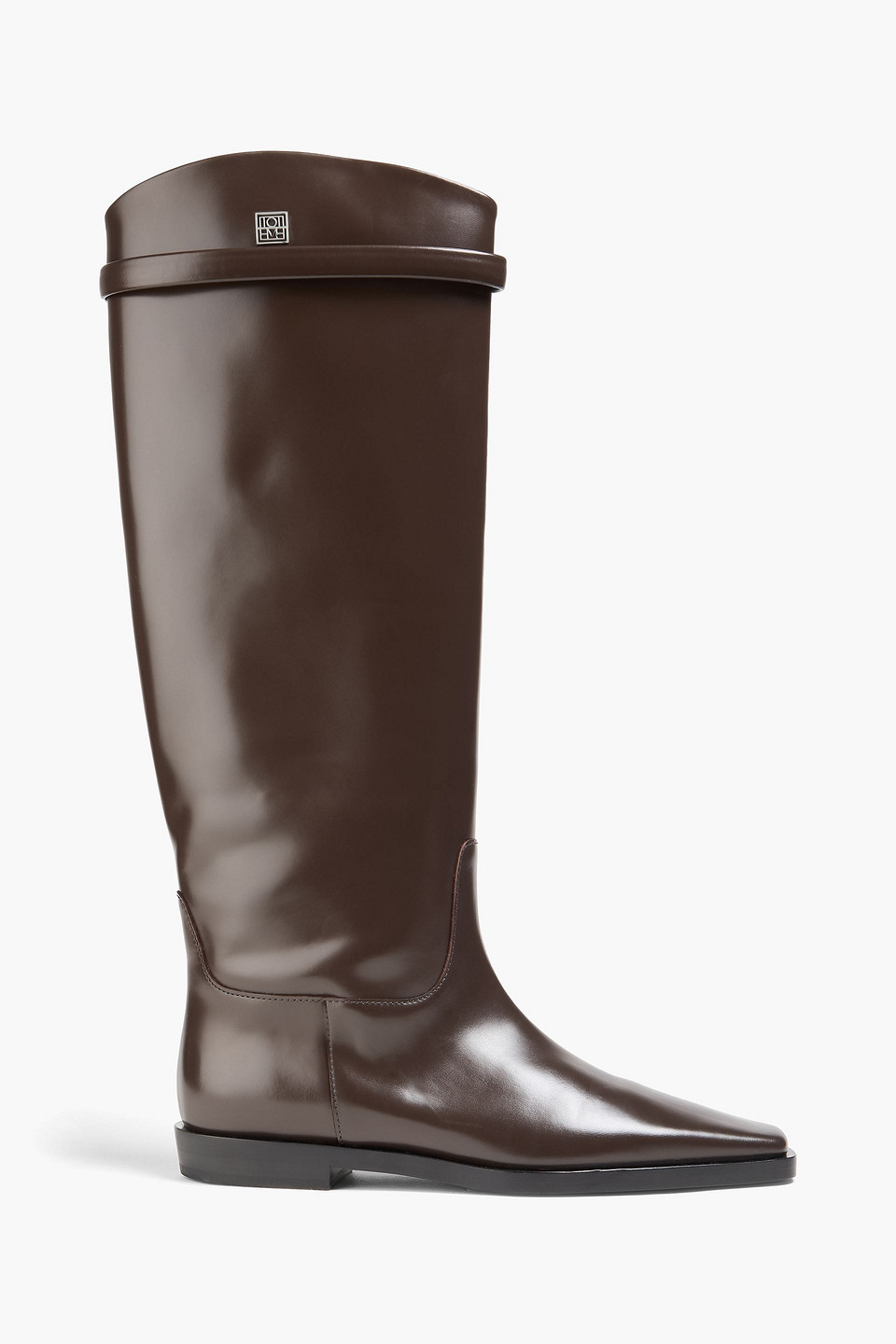 Totême Glossed-leather Knee Boots In Brown