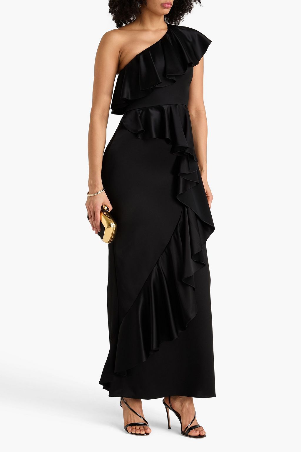 TEMPERLEY LONDON Sandrelli one-shoulder ruffled satin maxi dress