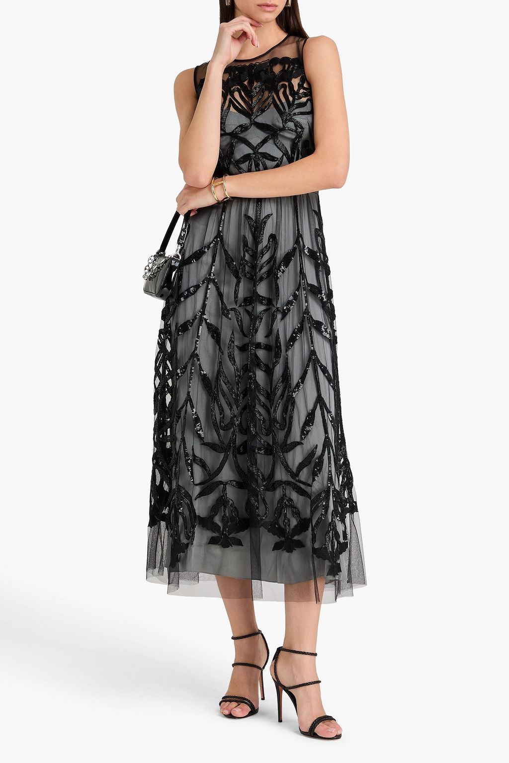TEMPERLEY LONDON Inez embellished tulle midi dress