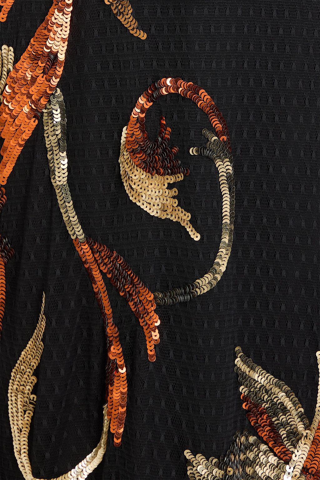 TEMPERLEY LONDON فستان متوسط الطول "نوفيلا" من قماش بوان ديسبري مزيّن بأقراص برّاقة