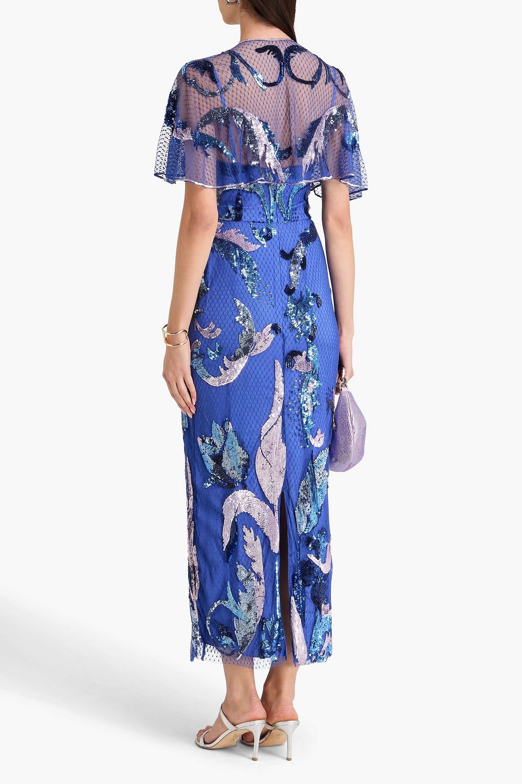 TEMPERLEY LONDON فستان متوسط الطول "نوفيلا" من قماش بوان ديسبري مزيّن بأقراص برّاقة