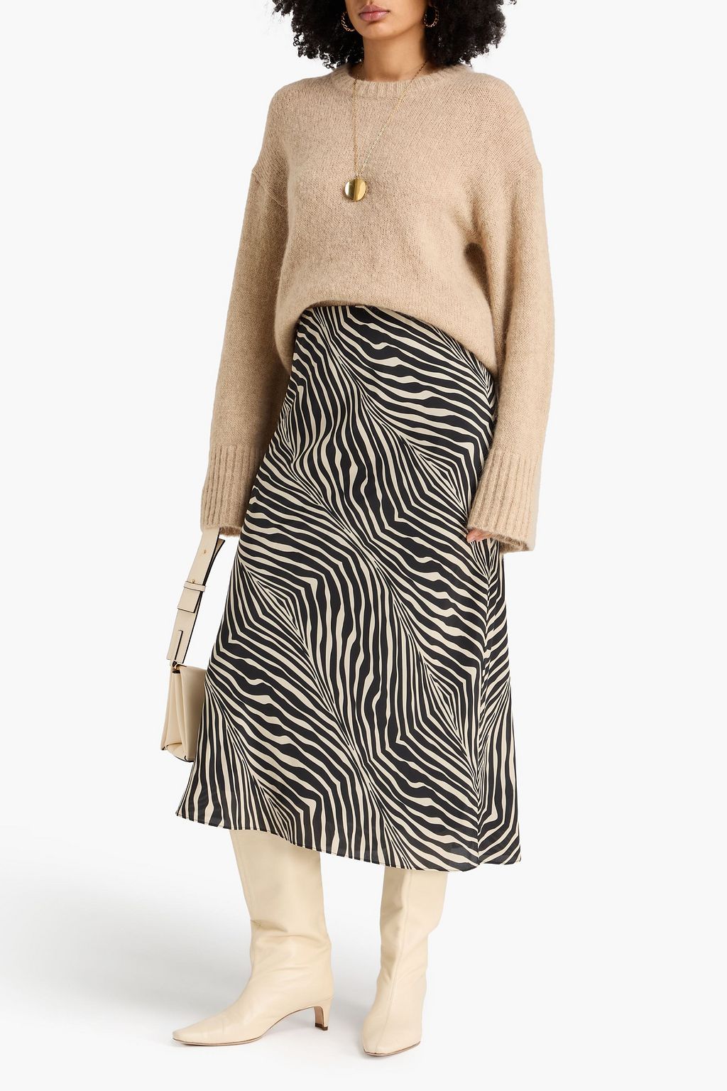 BY MALENE BIRGER Boshan zebra-print crepe de chine midi skirt