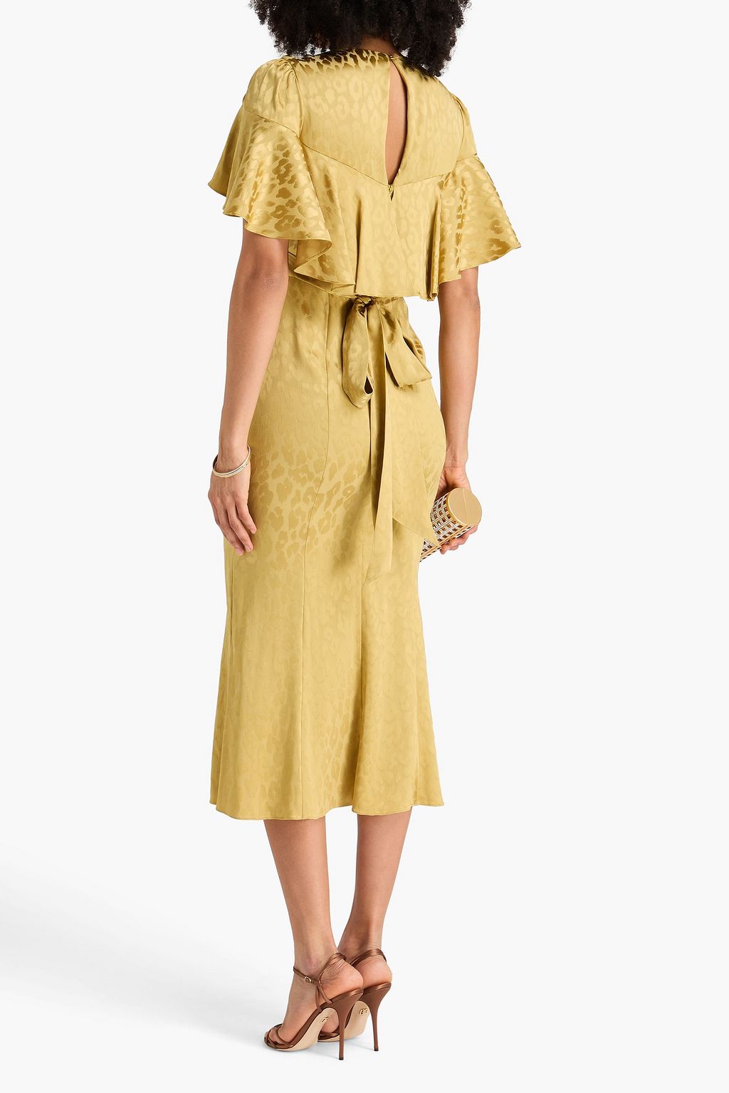 TEMPERLEY LONDON Midikleid „Willow“ aus Jacquard mit Leopardenmuster und Cape-Effekt