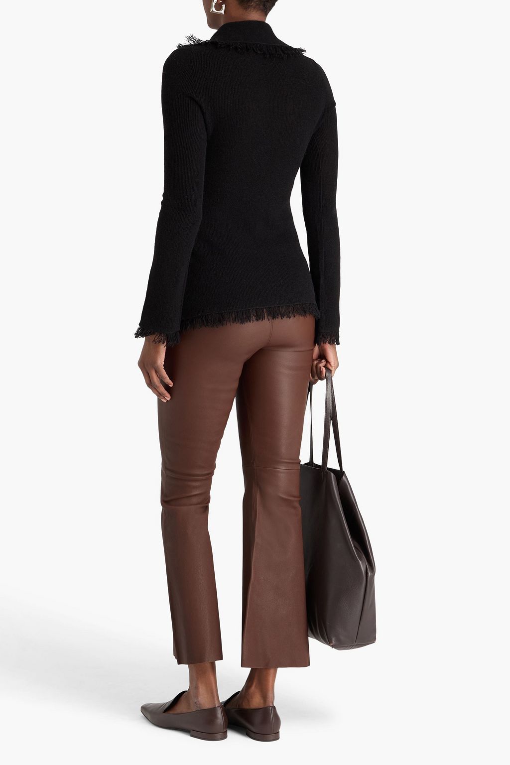 BY MALENE BIRGER Pullover „Dreele“ aus einer Woll-Mohairmischung mit Polokragen und Fransen