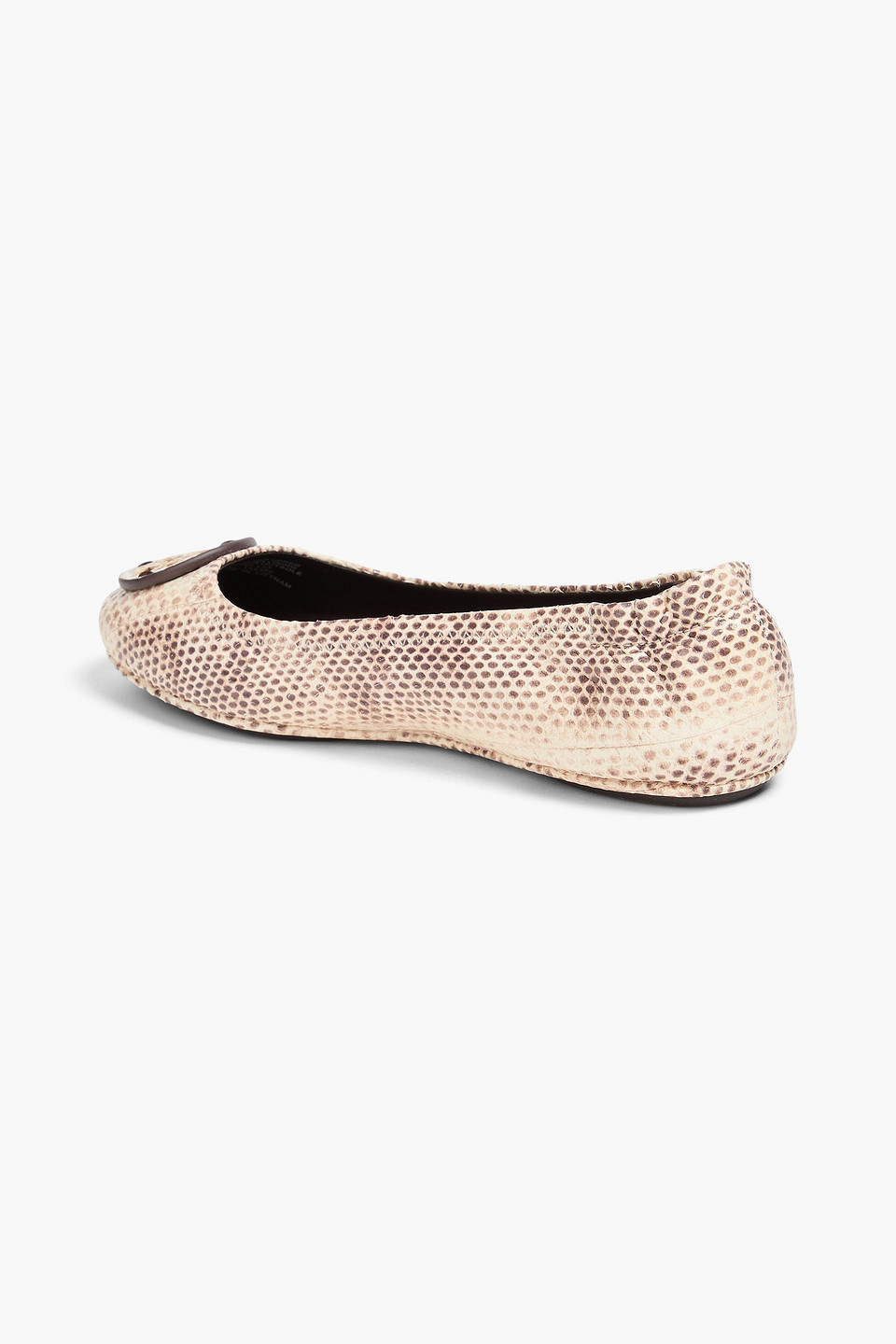  Tory Burch - Minnie Embellished Snake-effect Leather Ballet Flats - Animal Print - Us 5 