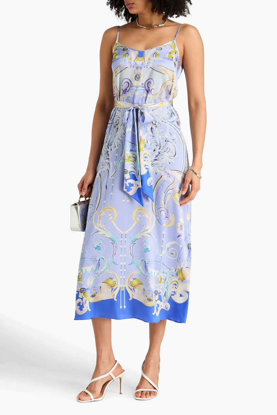  Temperley London - Slip Dress „carline“ In Midilänge Aus Satin Aus Stretch-seide Mit Paisley-print - Blau - Uk 10 