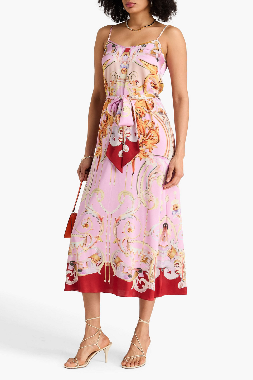  Temperley London - Slip Dress „carline“ In Midilänge Aus Satin Aus Stretch-seide Mit Print - Pink - Uk 6 