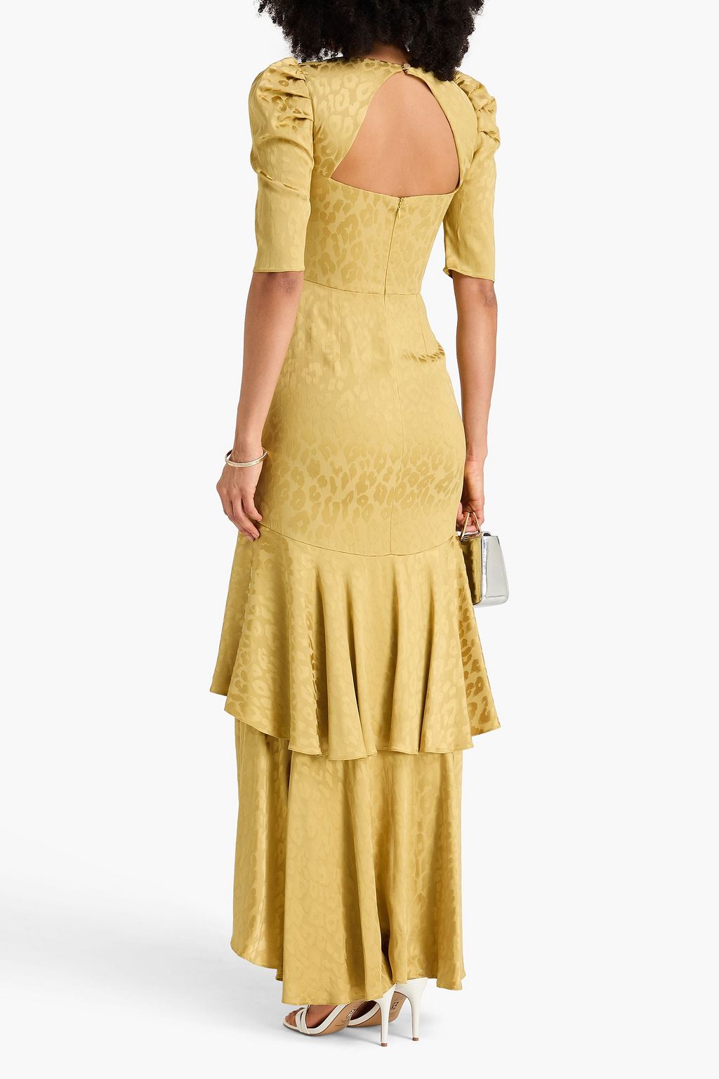 TEMPERLEY LONDON Gestuftes Maxikleid „Willow“ aus Jacquard mit Leopardenmuster und Cut-outs