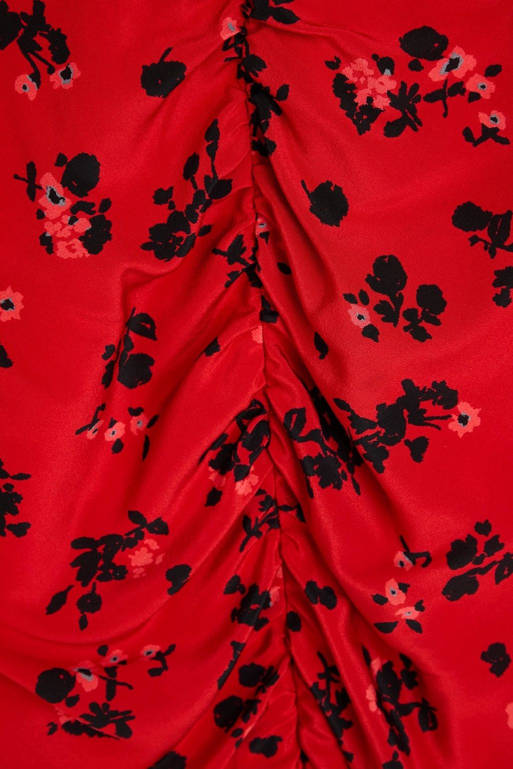 ALESSANDRA RICH Ruched floral-print silk crepe de chine mini dress