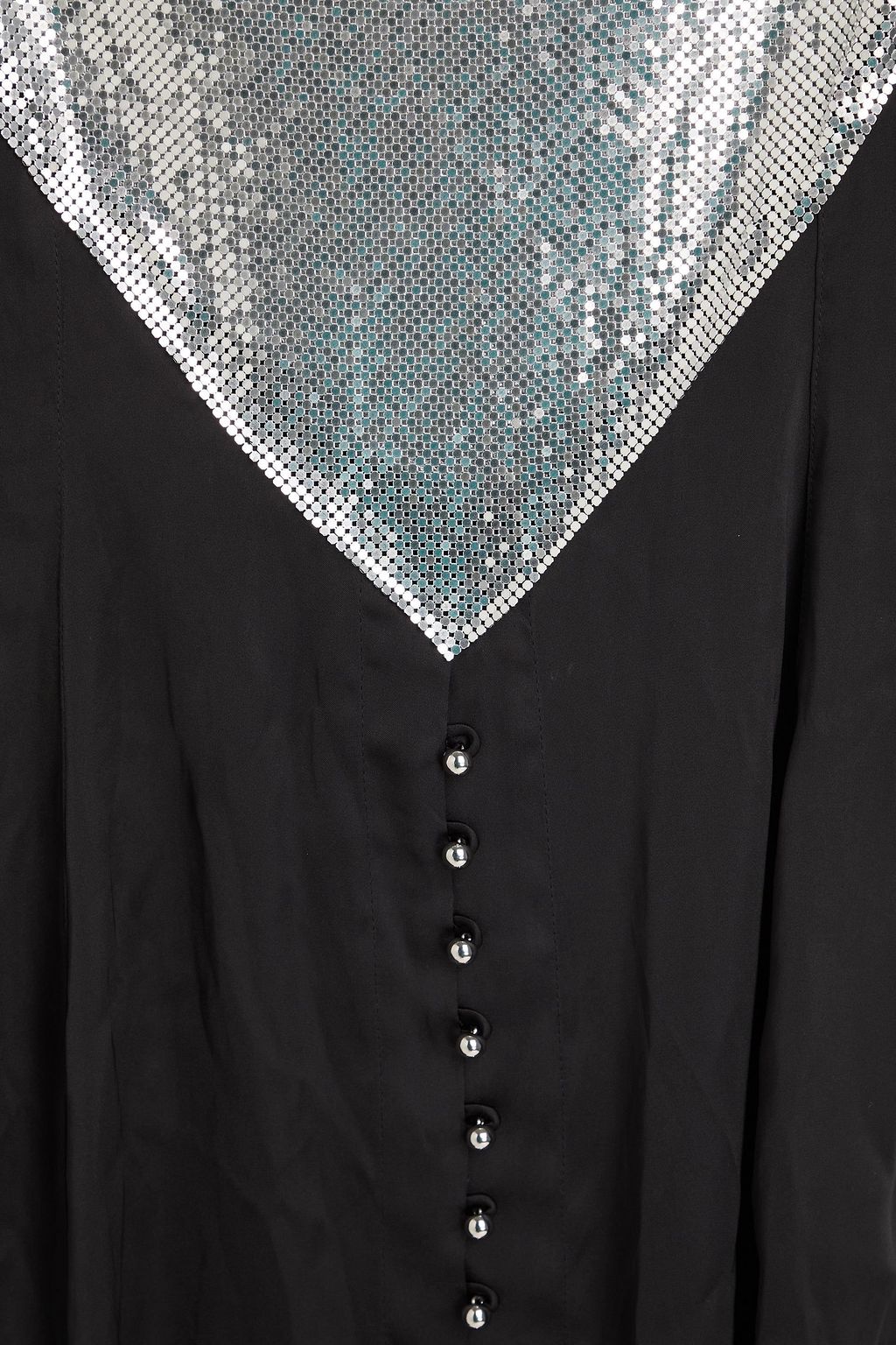 RABANNE Chainmail-paneled satin mini dress