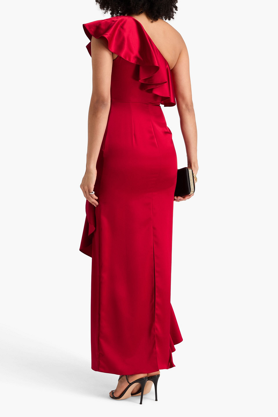 Temperley London - Maxikleid „sandrelli“ Aus Satin Mit Asymmetrischer Schulterpartie Und Rüschen - Rot - Uk 6 