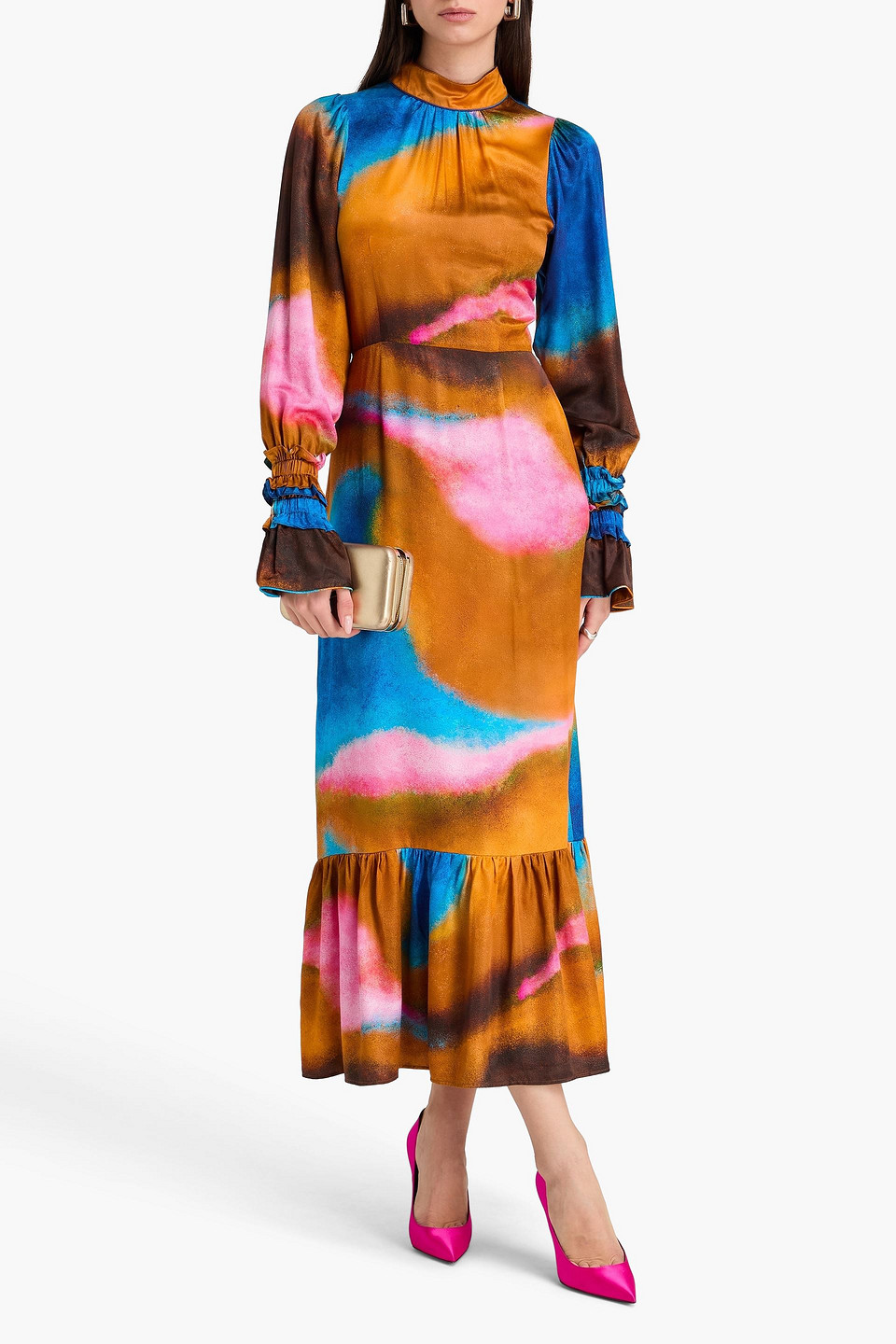  Helmstedt - Maxikleid Aus Satin Mit Print - Bunt - Xs 
