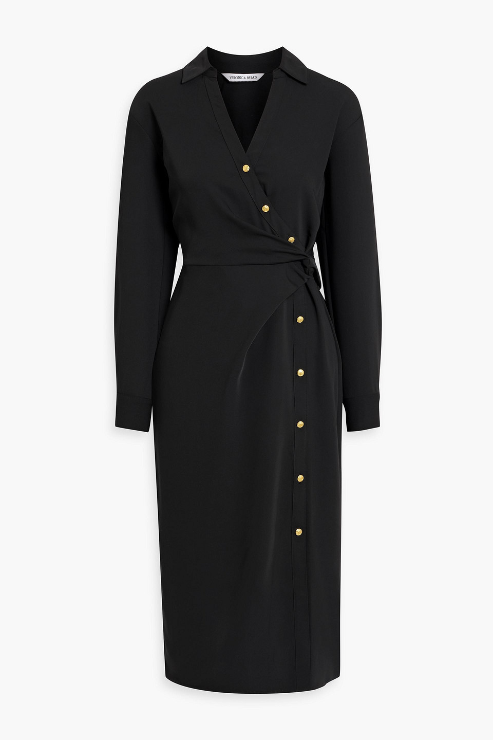 veronica beard - wright wrap-effect crepe midi shirt dress - black - us 2