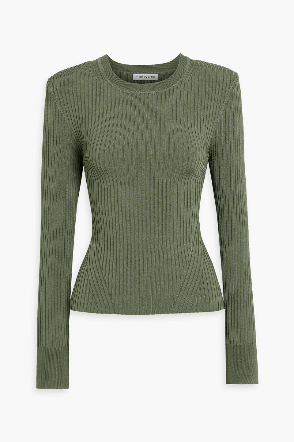 Veronica Beard Acara Ribbed-knit Top In Green