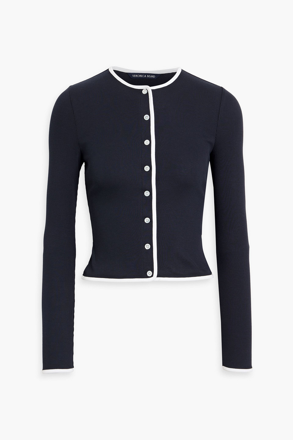 Veronica Beard Wilmer Ribbed Pima Cotton-blend Cardigan In Blue