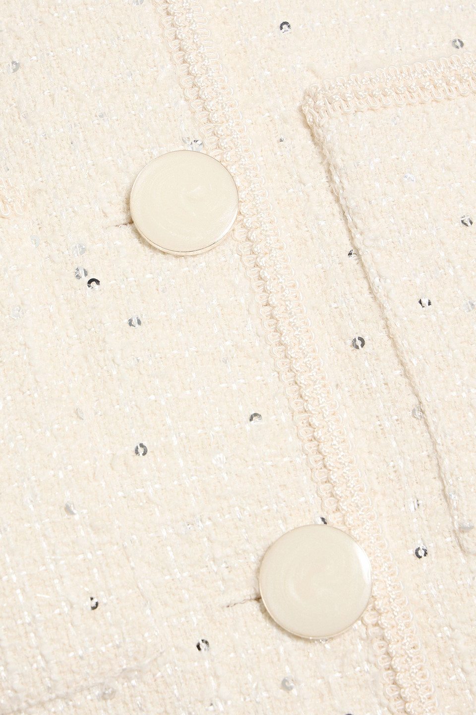 Veronica Beard Darla Sequin-embellished Cotton-blend Tweed Jacket In White