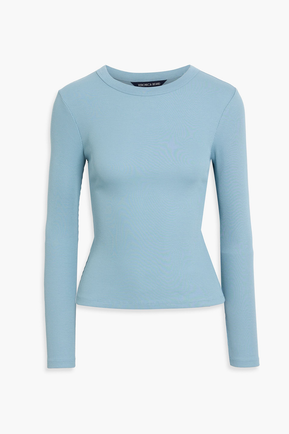 Veronica Beard Pruitt Ribbed Pima Cotton-blend Top In Blue