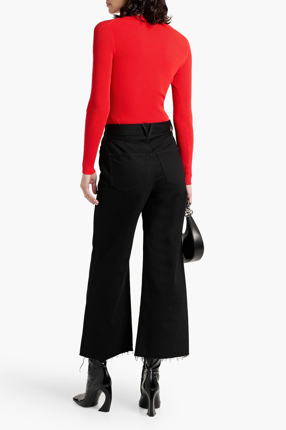  Veronica Beard - Hoch Sitzende Cropped Jeans „taylor“ Mit Weitem Bein Und Kristallverzierung - Schwarz - 26 