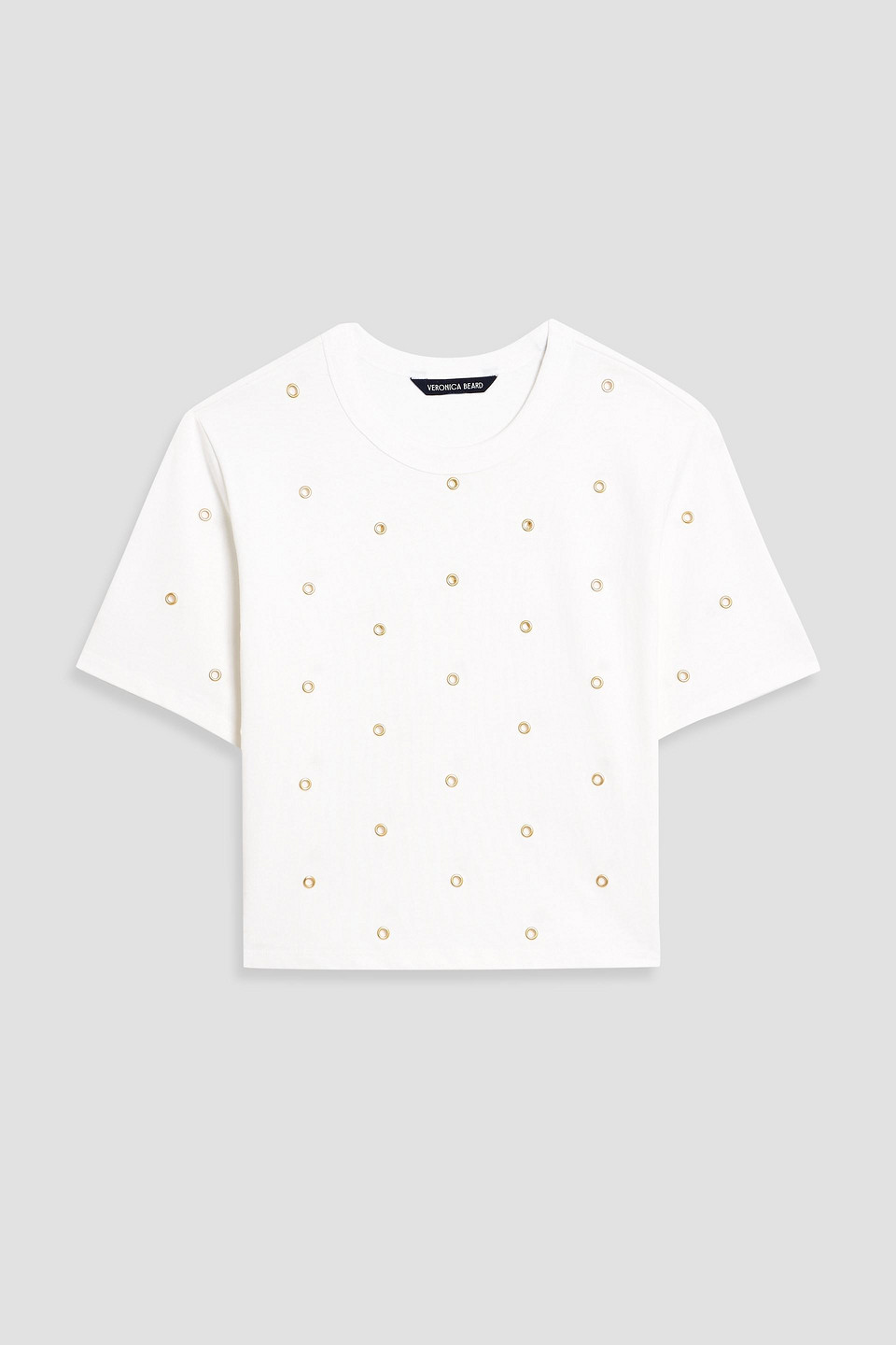 Veronica Beard Sebastian Eyelet-embellished Cotton-jersey T-shirt In Multi