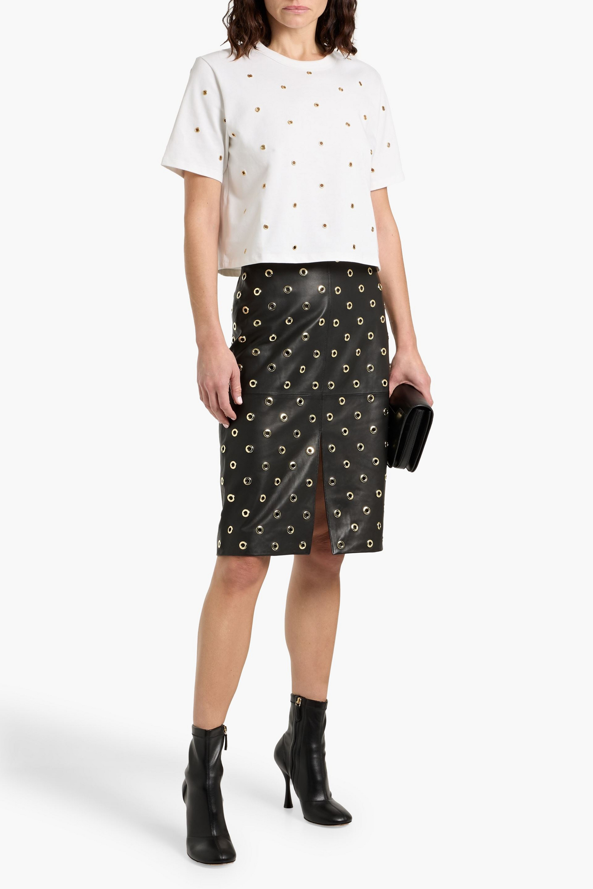 Veronica Beard Sebastian eyelet-embellished cotton-jersey T-shirt