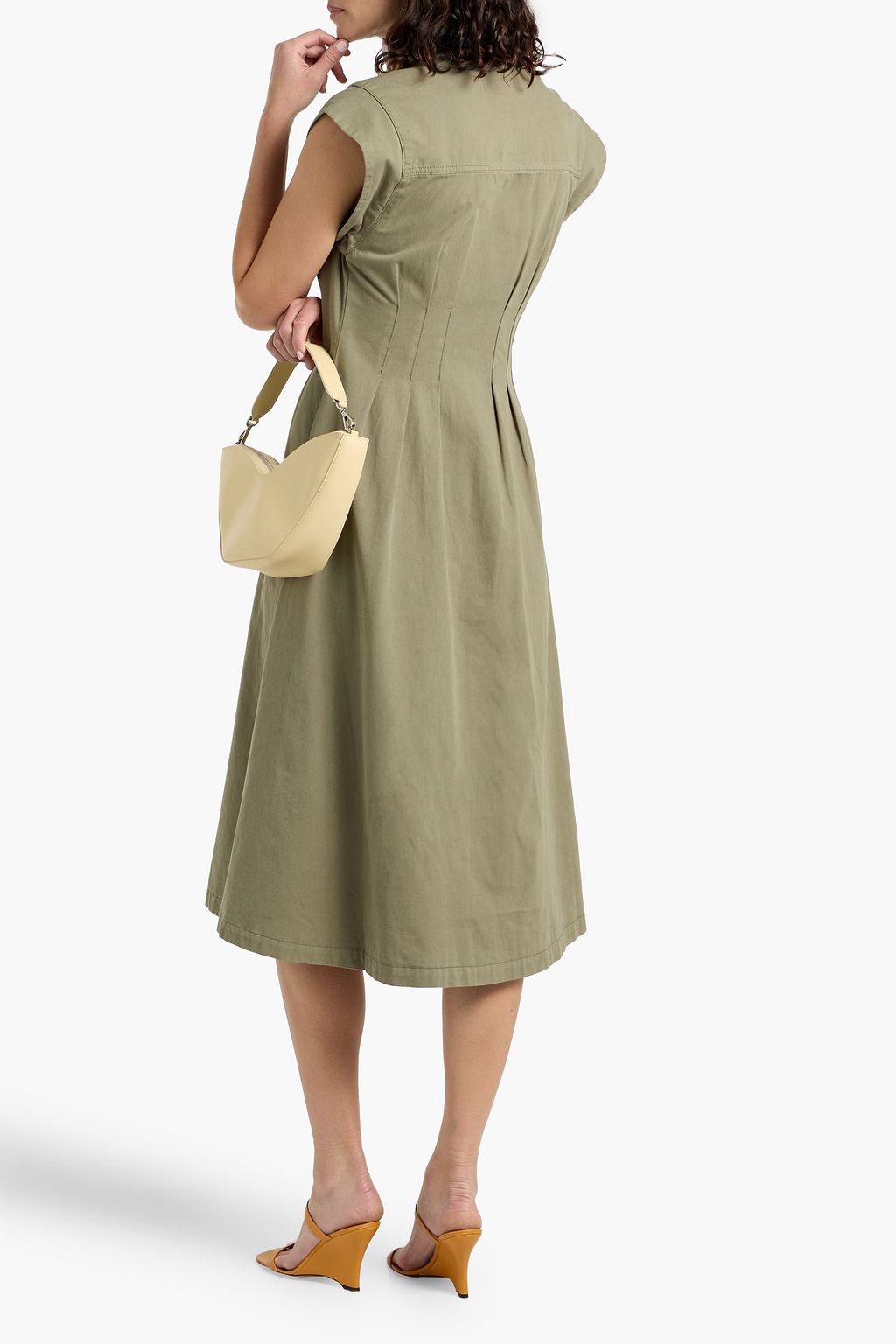 Ruben pleated cotton-twill midi shirt dress - army green - US 0