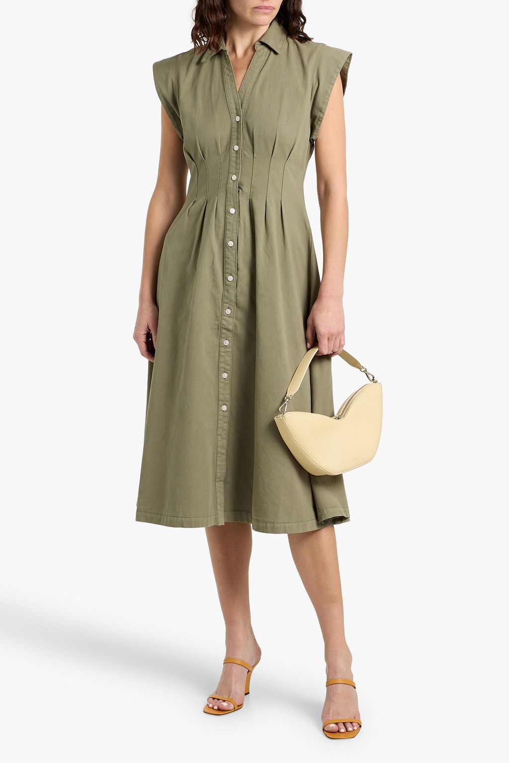 VERONICA BEARD Ruben pleated cotton-twill midi shirt dress | THE OUTNET