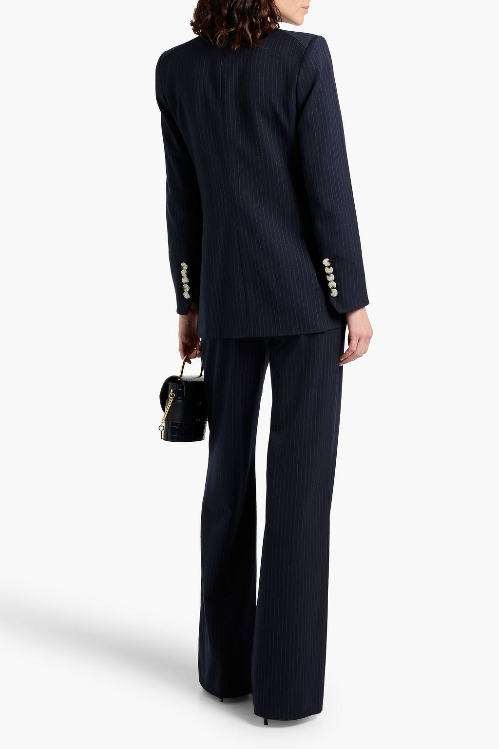 VERONICA BEARD Dale Dickey double-breasted pinstriped twill blazer